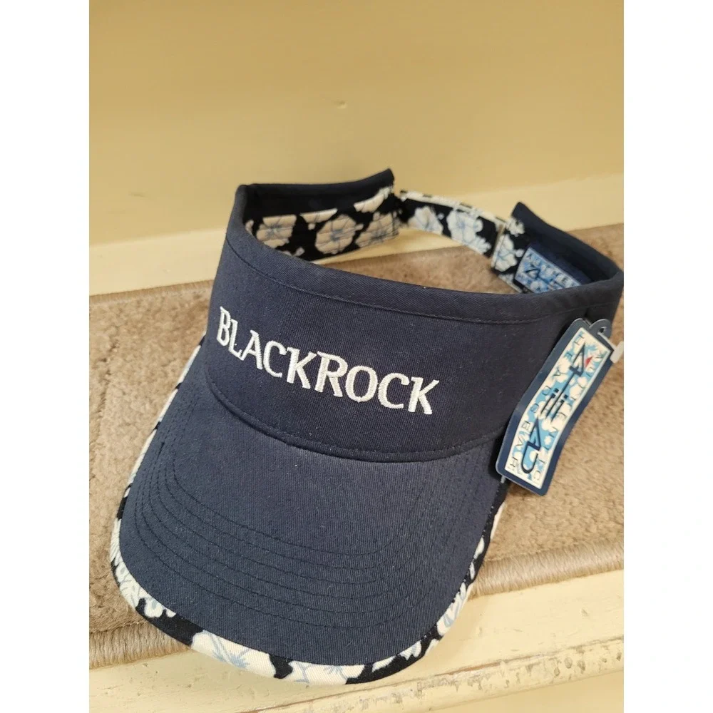 Sun Visor Ahead‎ Headgear Blackrock Navy Blue Botanical Tropical Hibiscus NWT
